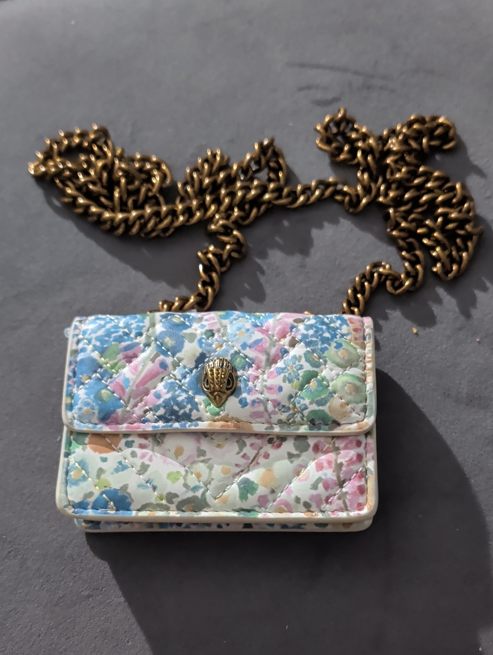 Kurt Geiger Floral Quilted Mini Micro Kensington Crossbody Bag